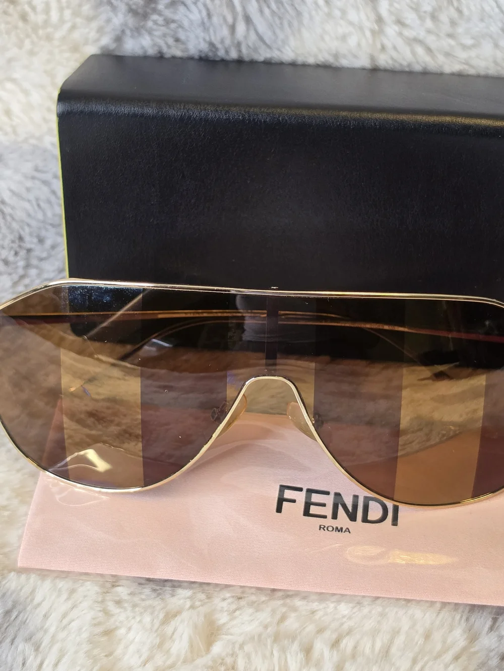 Fendi Women’s Gradient Brown Shield Sunglasses